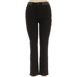 The Kooples Black Studded Denim Hotfix Jeans Size 40 With Star & Rivet Detailing